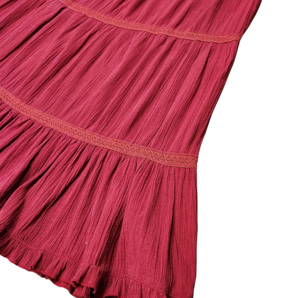 Y2K Vintage Midi‎ Maxi Prairie Skirt Red Broomstick Coquette Lace Cottagecore 22